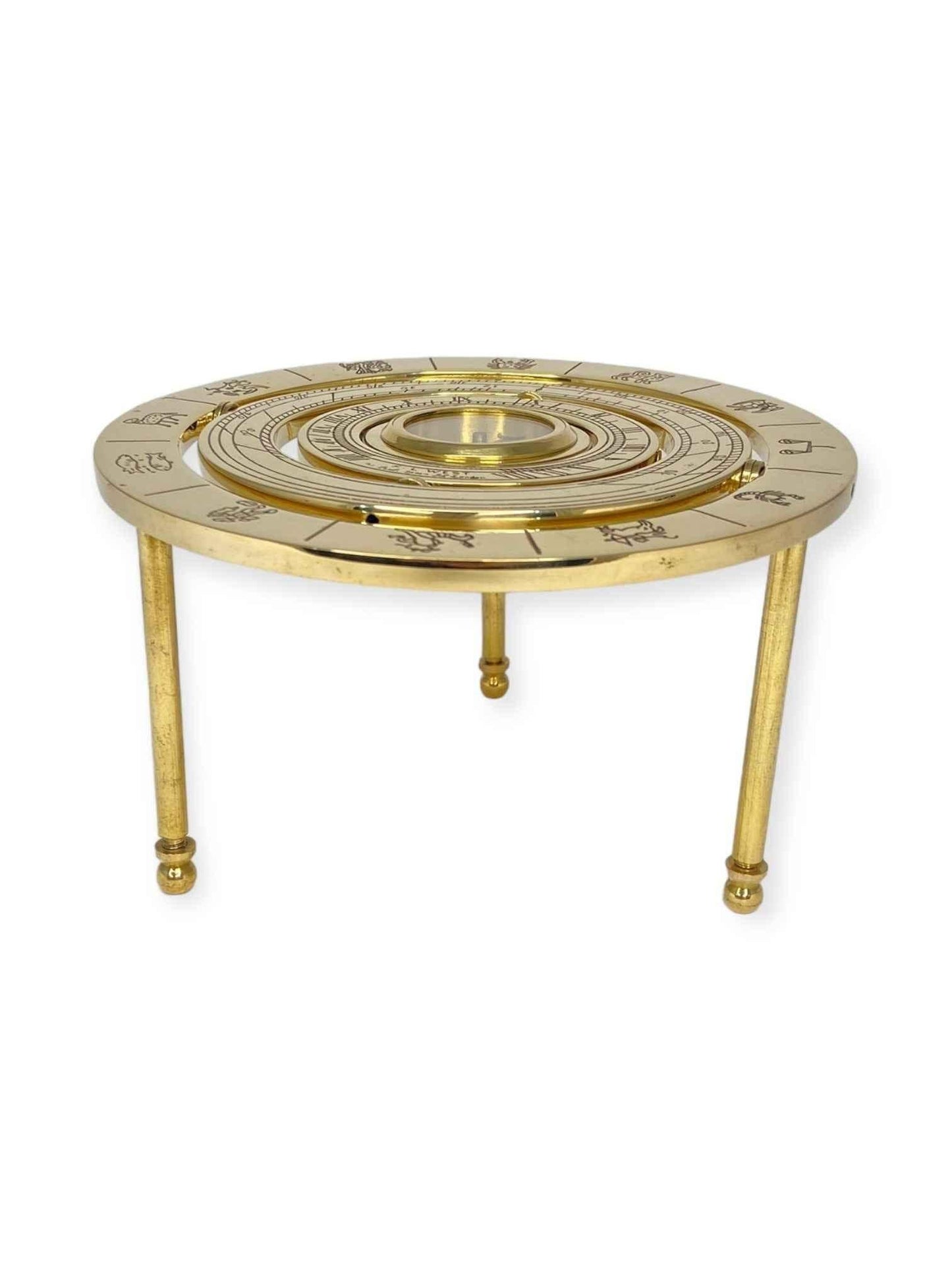 6" Brass Zodiac Compass with Shiny Finish | Astrological Decor & Gift - TAJDAAR HANDICRAFTS