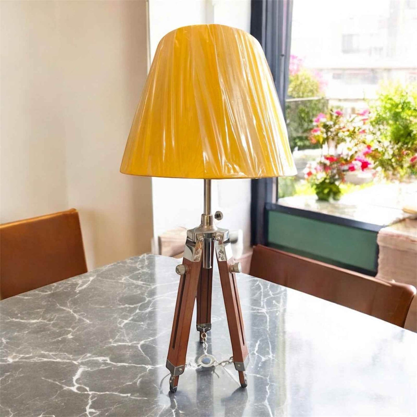 Adjustable Wooden Tripod Table Lamp (23–30 Inches) - TAJDAAR HANDICRAFTS
