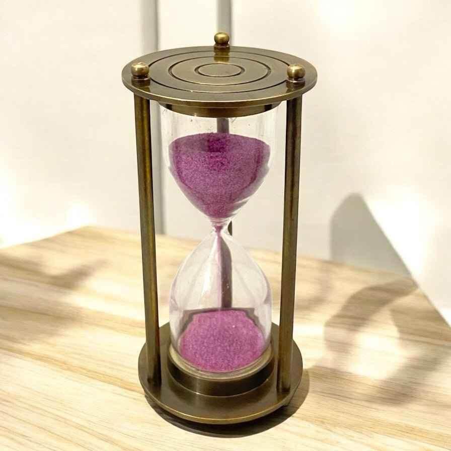 Antique Black Sand Timer Set of 2 with Pink Sand - TAJDAAR HANDICRAFTS