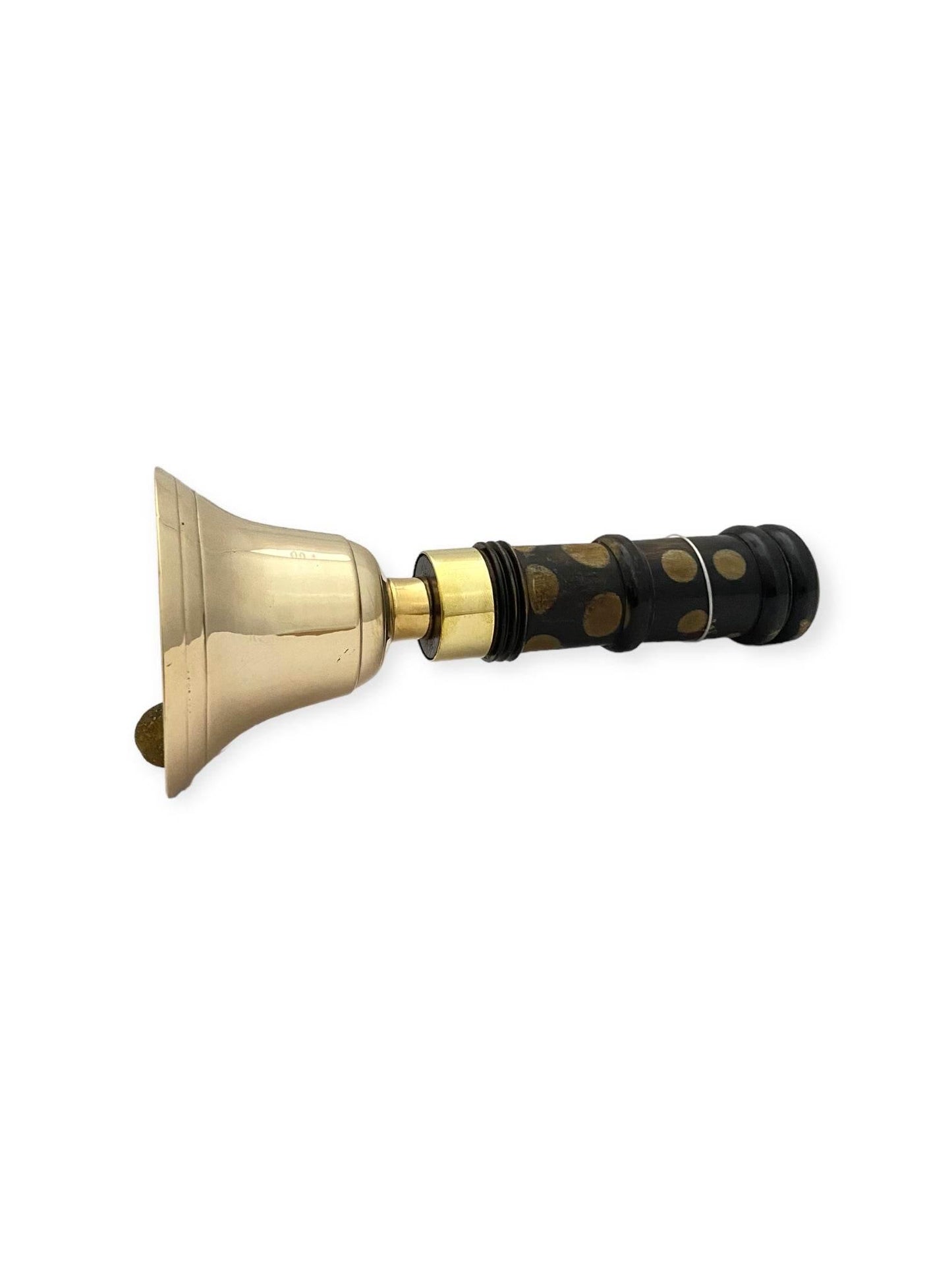 Brass Hand Bell Set of 2 with Printed Wooden Handle - TAJDAAR HANDICRAFTS