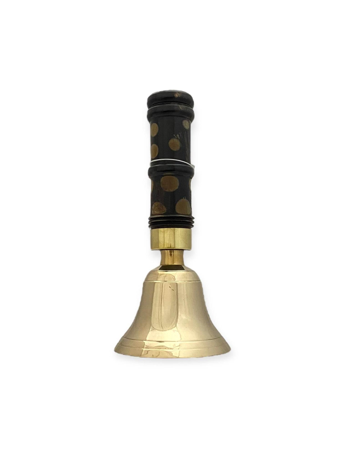 Brass Hand Bell Set of 2 with Printed Wooden Handle - TAJDAAR HANDICRAFTS