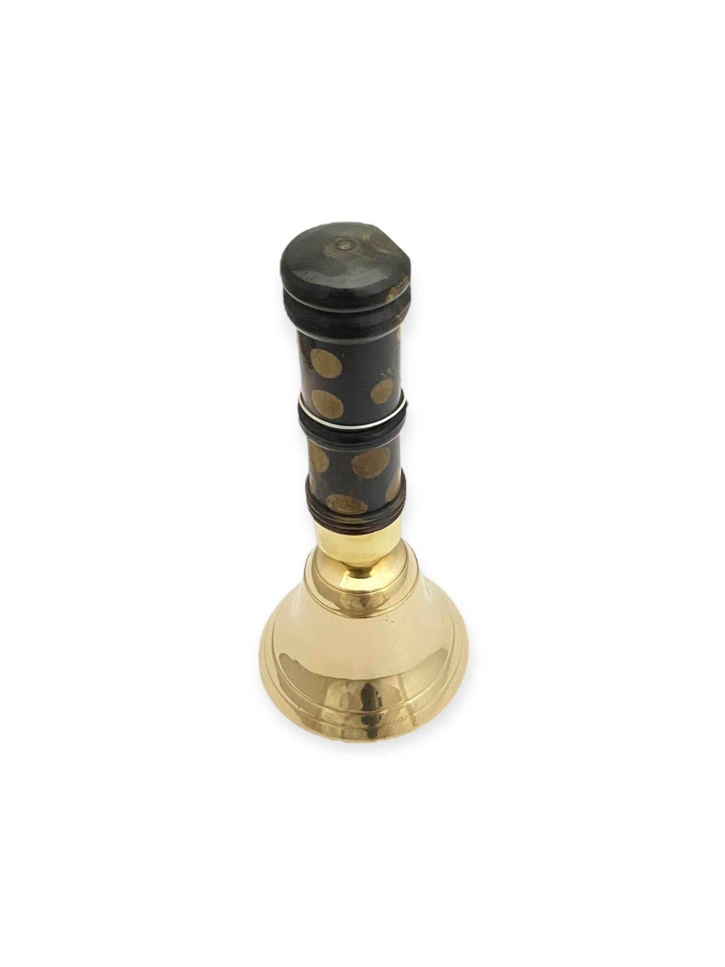 Brass Hand Bell Set of 2 with Printed Wooden Handle - TAJDAAR HANDICRAFTS