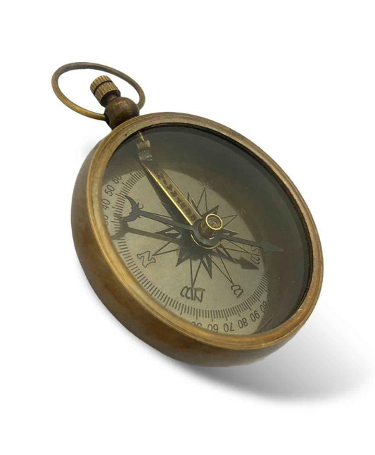 2.5" Brass Navy Compass (Set of 2) Antique Finish with Leather Case | Nautical Gift