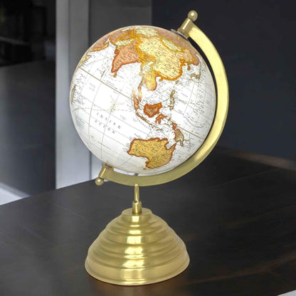 6" Plastic Globe on Brass Stand - Nautical Home Decor - TAJDAAR HANDICRAFTS