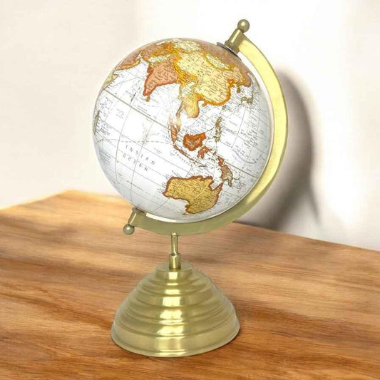 6" Plastic Globe on Brass Stand - Nautical Home Decor