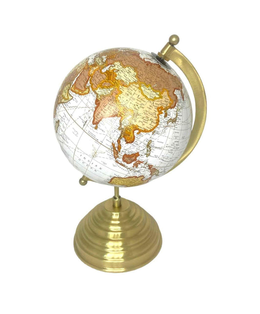 6" Plastic Globe on Brass Stand - Nautical Home Decor