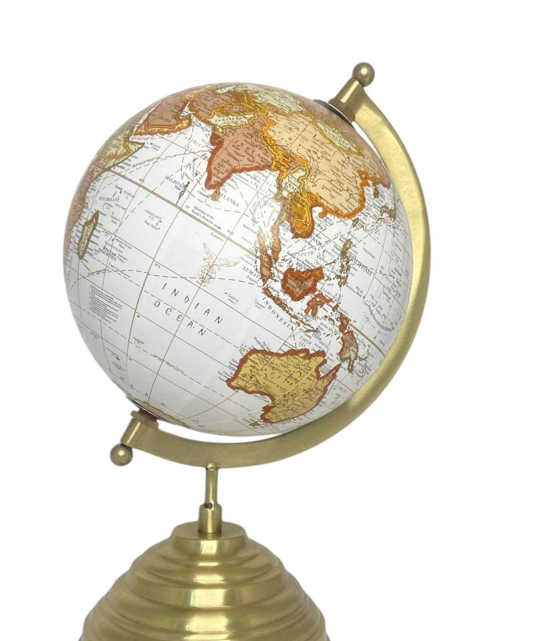 6" Plastic Globe on Brass Stand - Nautical Home Decor - TAJDAAR HANDICRAFTS