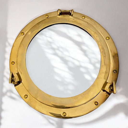 12" Brass Porthole Mirror – Antique & Shiny Finish Variants