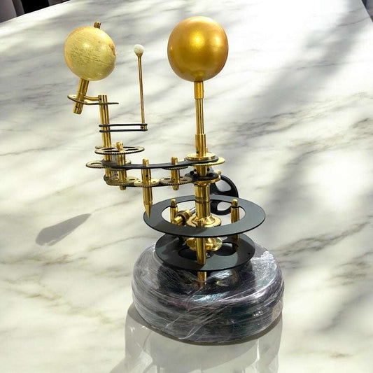 Luxury Brass Orrery – Sun, Earth & Moon Model with Black Base - TAJDAAR HANDICRAFTS