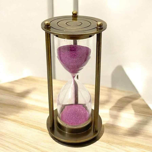 Antique Black Sand Timer Set of 2 with Pink Sand - TAJDAAR HANDICRAFTS