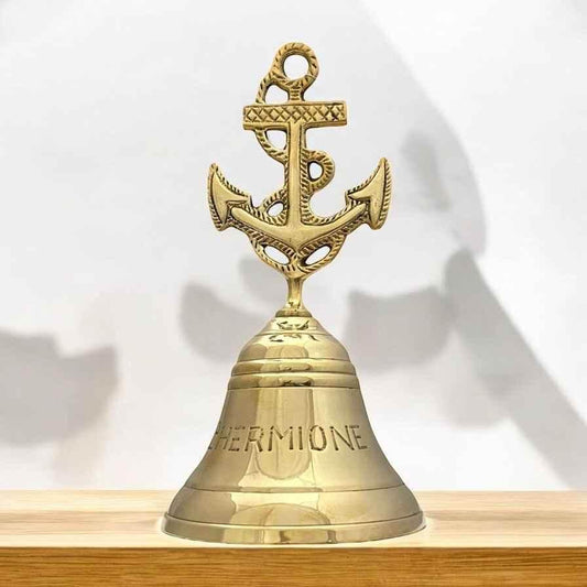 Brass Nautical Ship Bell with Anchor Handle - TAJDAAR HANDICRAFTS