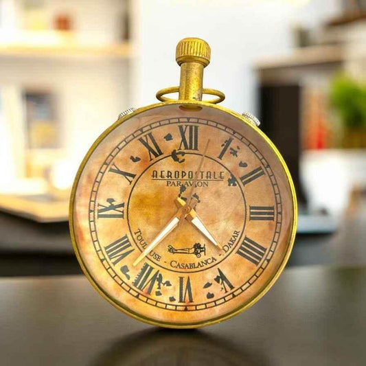 Brass Paperweight Clock Set of 2 Miniature Clocks - TAJDAAR HANDICRAFTS