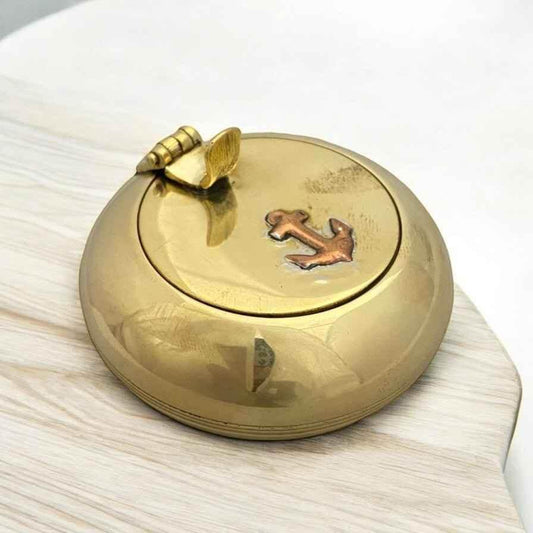 Brass Pocket Ashtray Set of 2 with Anchor Design - TAJDAAR HANDICRAFTS