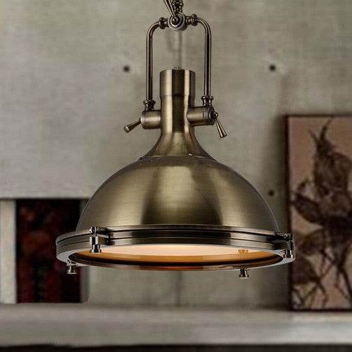 Nautical Pendant Light Polished Metal Dome Shade Semi Flush Mount Ceiling Light - TAJDAAR HANDICRAFTS
