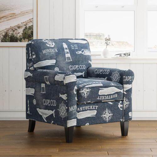 Coastal Nantucket Cape Nautical Upholstered Accent Chair - TAJDAAR HANDICRAFTS