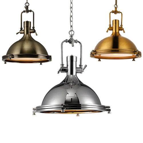 Nautical Pendant Light Polished Metal Dome Shade Semi Flush Mount Ceiling Light - TAJDAAR HANDICRAFTS