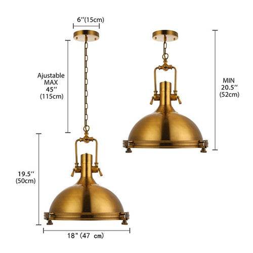 Nautical Pendant Light Polished Metal Dome Shade Semi Flush Mount Ceiling Light - TAJDAAR HANDICRAFTS