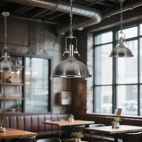 Nautical Pendant Light Polished Metal Dome Shade Semi Flush Mount Ceiling Light - TAJDAAR HANDICRAFTS